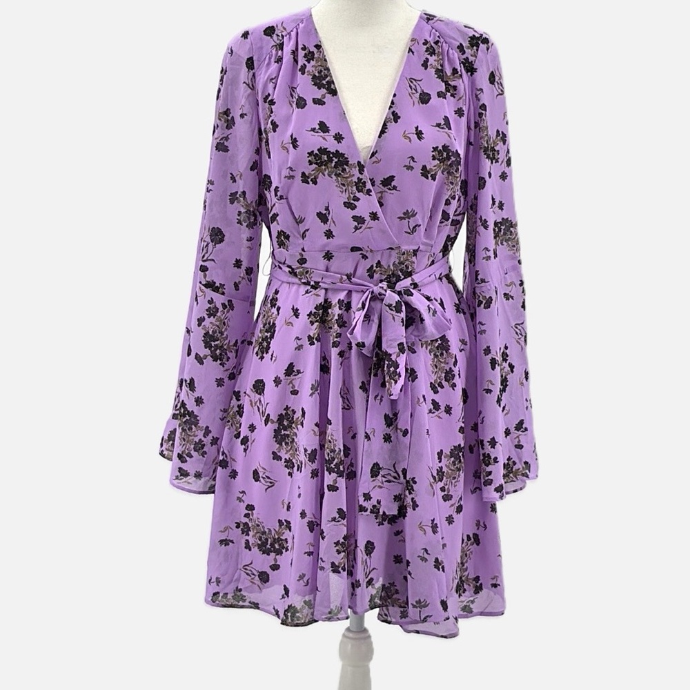 Free People Lilou Floral Fit & Flare Mini Dress in Lavender - Size Medium - Picture 2 of 8